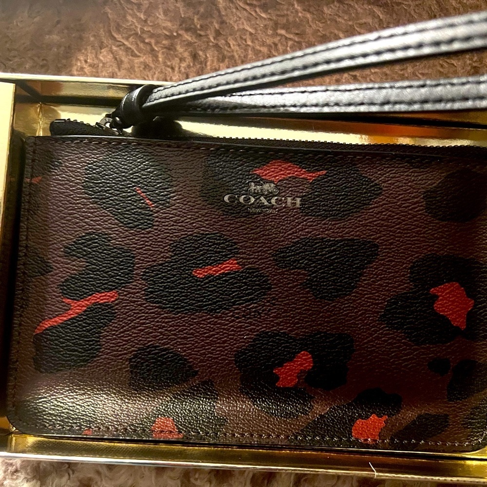 Coach Leopard print wristlet